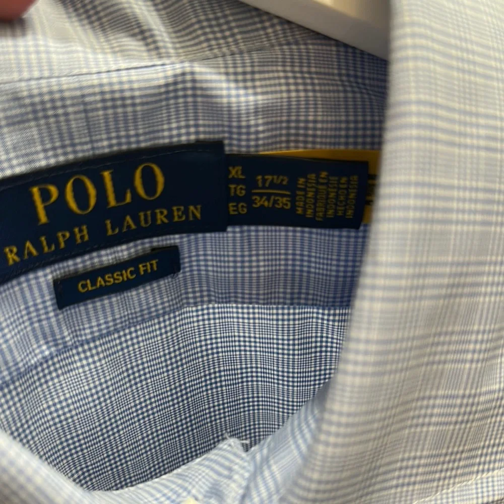 Polo by Ralph Lauren Classic Fit Blue Micro-Check Dress Shirt